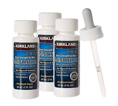 Minoxidil Kirkland - 3 Unidades + Conta Gotas